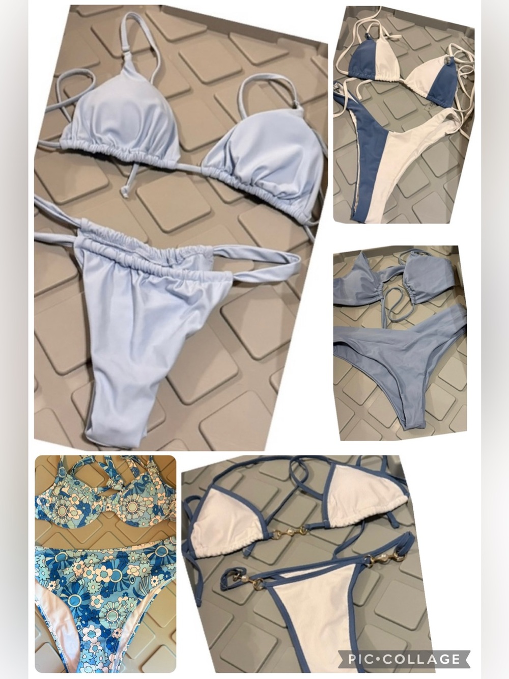 Lot of 5 MEDIUM Blue Bikinis